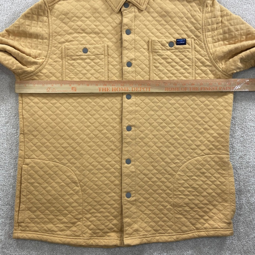 LL Bean Quilted Shirt Jacket Mens Large Mustard Yellow Snap Traditional Fit - Picture 8 of 10
